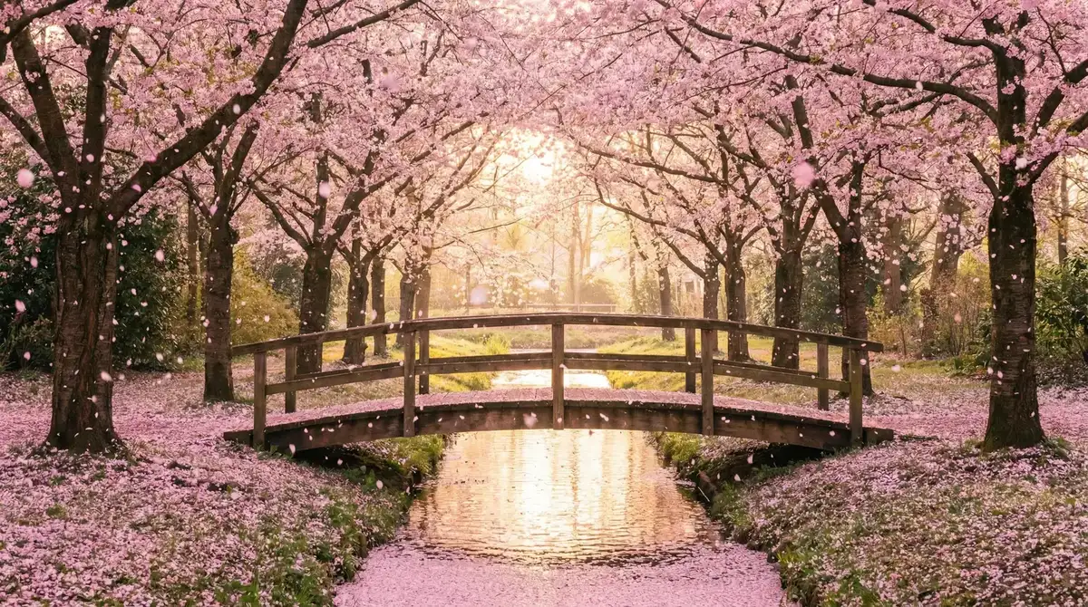 樱花桥畔 - www.rrr17.com 唯美风景